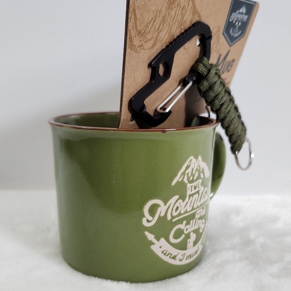 Adventure Out There Olive Green Mug Carabiner Keyring Bottle Opener Gift Set - Picture 10 of 13